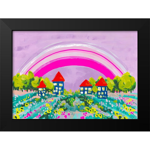 Opera Rose Rainbow Black Modern Wood Framed Art Print by Zwara, Ania