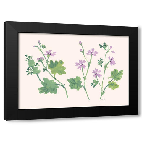Little Violets Black Modern Wood Framed Art Print with Double Matting by Zwara, Ania