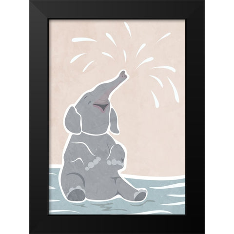 Cute scandi elephant childrens art Black Modern Wood Framed Art Print by Manovski, Sarah