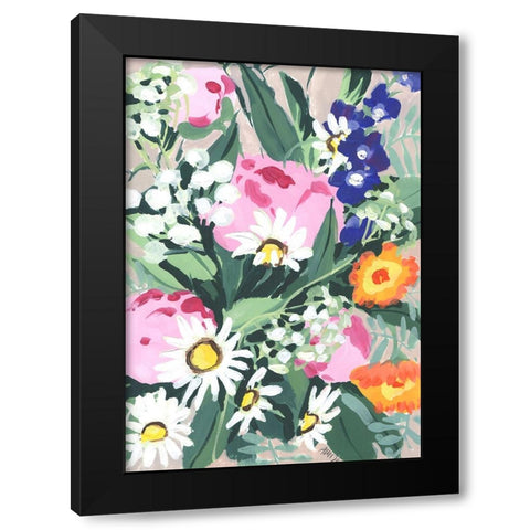 Daisies On Green Grass Black Modern Wood Framed Art Print with Double Matting by Zwara, Ania