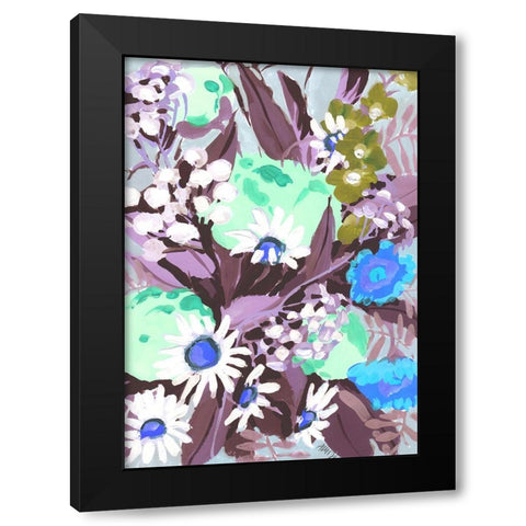 Daisies On Purple Grass Black Modern Wood Framed Art Print with Double Matting by Zwara, Ania