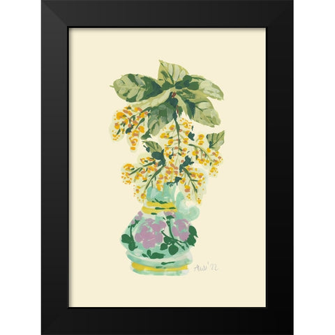 Blooming Linden In Vase Black Modern Wood Framed Art Print by Zwara, Ania