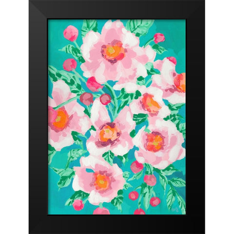 Anemones With Pink Fruits Black Modern Wood Framed Art Print by Zwara, Ania