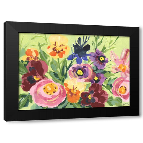 All Shades Of Violet Bouquet Black Modern Wood Framed Art Print with Double Matting by Zwara, Ania