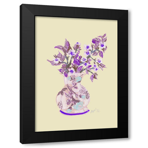 Apple Blossom - Violet Black Modern Wood Framed Art Print with Double Matting by Zwara, Ania