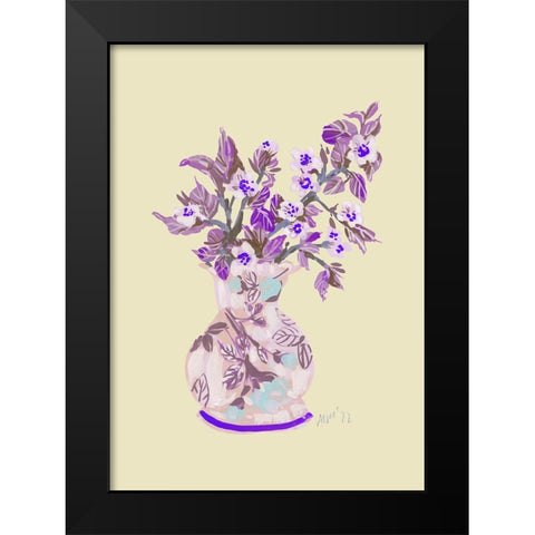 Apple Blossom - Violet Black Modern Wood Framed Art Print by Zwara, Ania