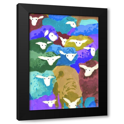 Colorful Sheep Cocktail seaside Black Modern Wood Framed Art Print by Zwara, Ania