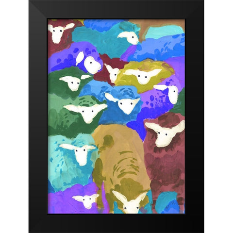 Colorful Sheep Cocktail seaside Black Modern Wood Framed Art Print by Zwara, Ania