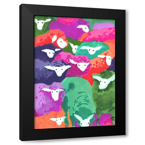 Colorful Sheep Cocktail Tropical Black Modern Wood Framed Art Print by Zwara, Ania
