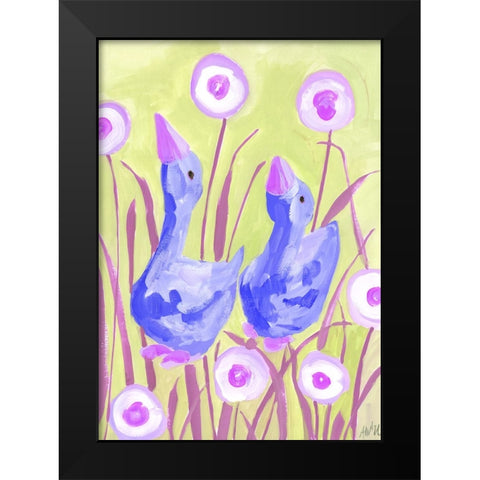 Cobalt Gees In The Garden Black Modern Wood Framed Art Print by Zwara, Ania