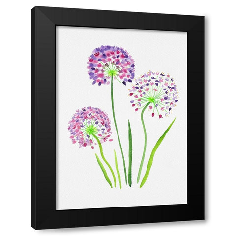 Giant onion or Allium giganteum botanical painting Black Modern Wood Framed Art Print by Kata Botanical