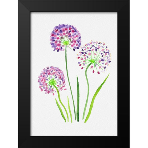 Giant onion or Allium giganteum botanical painting Black Modern Wood Framed Art Print by Kata Botanical
