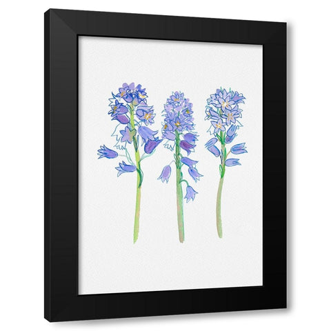 Spanish bluebell or Hyacinthoides hispanica botanical illustration Black Modern Wood Framed Art Print by Kata Botanical