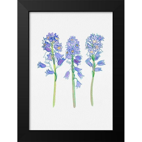 Spanish bluebell or Hyacinthoides hispanica botanical illustration Black Modern Wood Framed Art Print by Kata Botanical