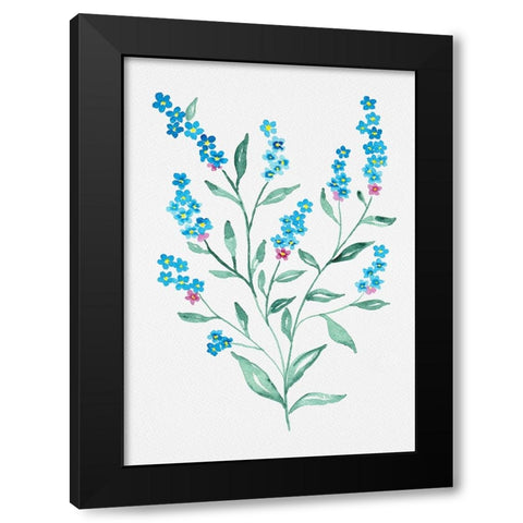 Wood forget-me-not or Myosotis sylvatica botanical painting Black Modern Wood Framed Art Print by Kata Botanical