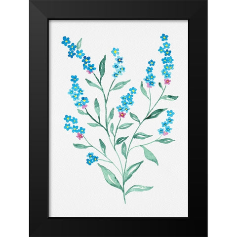 Wood forget-me-not or Myosotis sylvatica botanical painting Black Modern Wood Framed Art Print by Kata Botanical