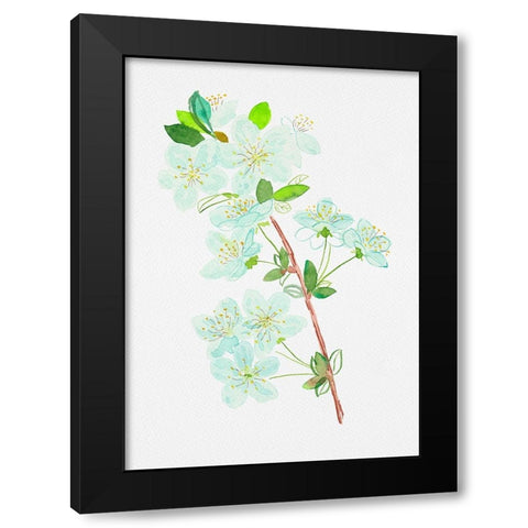 Wild cherry or Prunus avium botanical painting Black Modern Wood Framed Art Print by Kata Botanical