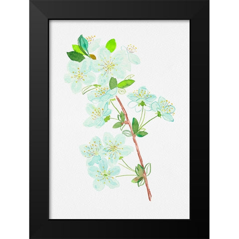 Wild cherry or Prunus avium botanical painting Black Modern Wood Framed Art Print by Kata Botanical