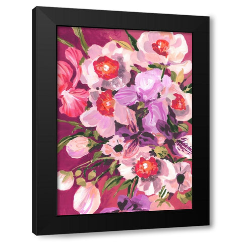 Pink Orchids Black Modern Wood Framed Art Print by Zwara, Ania