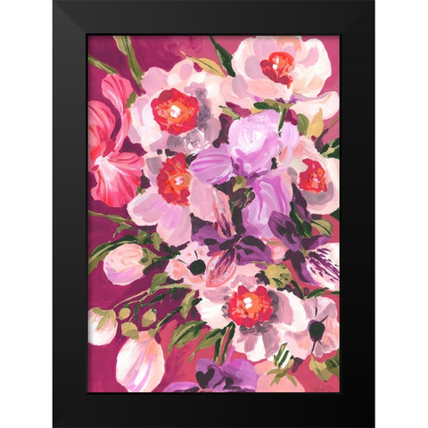 Pink Orchids Black Modern Wood Framed Art Print by Zwara, Ania