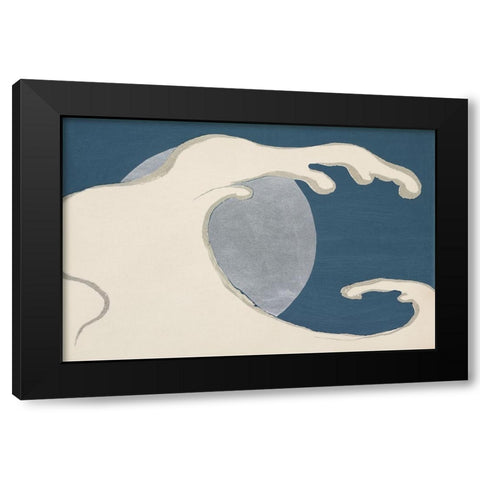 Waves and sun from Momoyogusa Black Modern Wood Framed Art Print with Double Matting by Pictufy