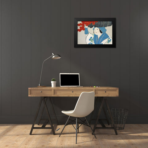 Woman From Momoyogusa Black Modern Wood Framed Art Print by Pictufy