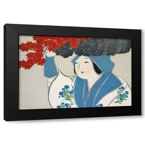 Woman From Momoyogusa Black Modern Wood Framed Art Print with Double Matting by Pictufy