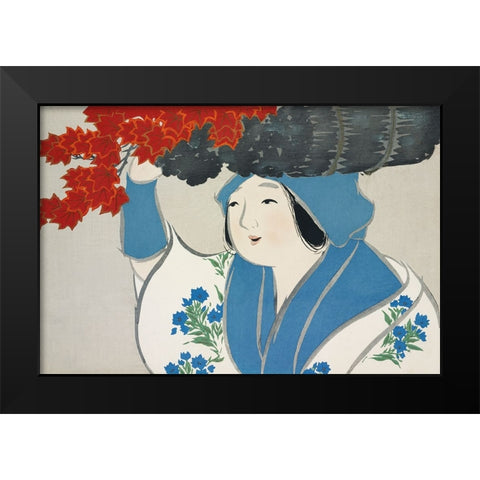 Woman From Momoyogusa Black Modern Wood Framed Art Print by Pictufy