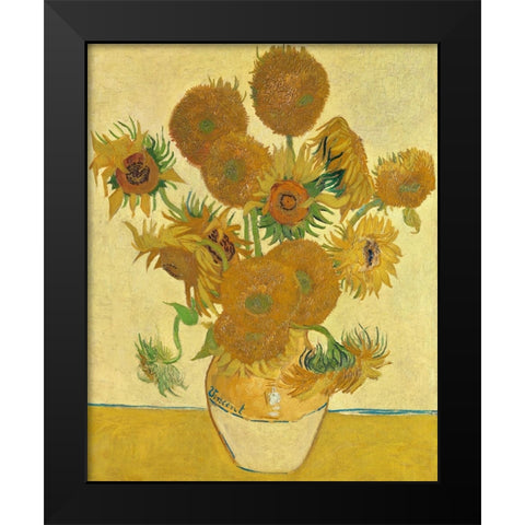 Sunflowers Black Modern Wood Framed Art Print by Pictufy
