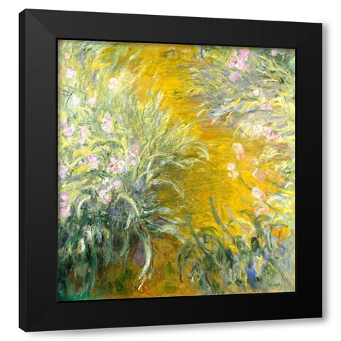 The Path through the Irises Black Modern Wood Framed Art Print by Pictufy