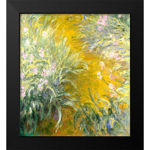 The Path through the Irises Black Modern Wood Framed Art Print by Pictufy