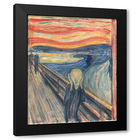 Skriet - The Scream Black Modern Wood Framed Art Print with Double Matting by Pictufy