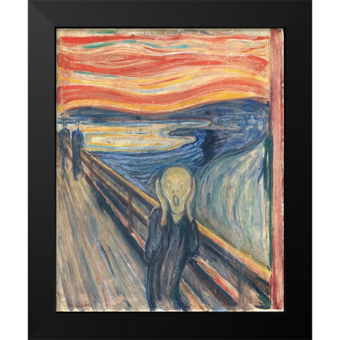 Skriet - The Scream Black Modern Wood Framed Art Print by Pictufy