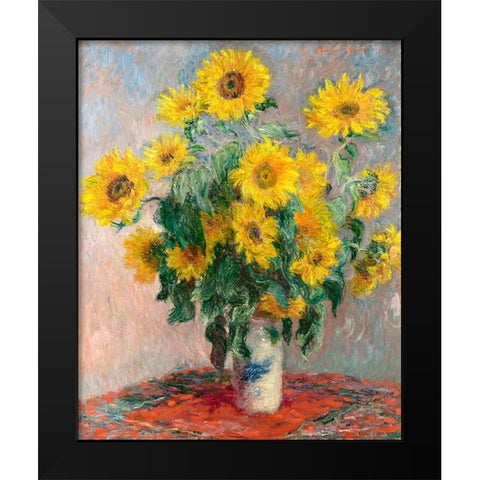 Bouquet Of Sunflowers Black Modern Wood Framed Art Print by Pictufy