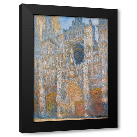 Rouen Cathedral - The Facade in Sunlight Black Modern Wood Framed Art Print with Double Matting by Pictufy