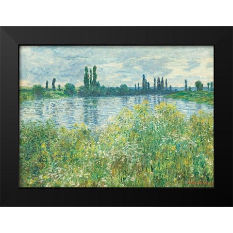 Banks Of The Seine Black Modern Wood Framed Art Print by Pictufy