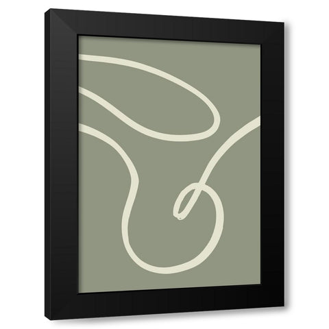 Green Line 03 Black Modern Wood Framed Art Print with Double Matting by Pictufy Studio