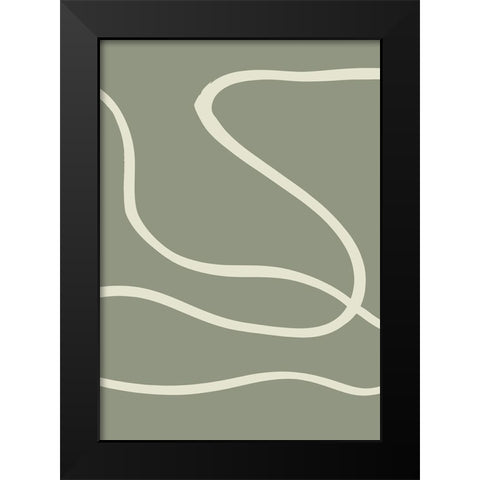 Green Lines 02 Black Modern Wood Framed Art Print by Pictufy Studio