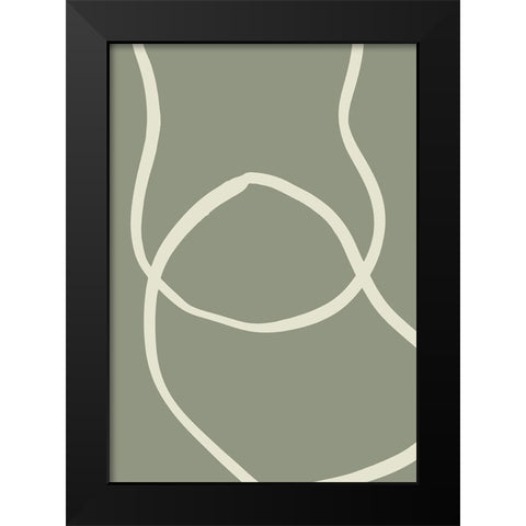 GREEN LINES 01 Black Modern Wood Framed Art Print by Pictufy Studio