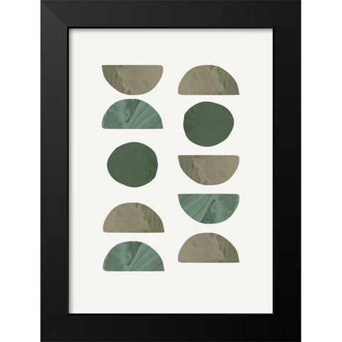 Collage Green Black Modern Wood Framed Art Print by Pictufy Studio