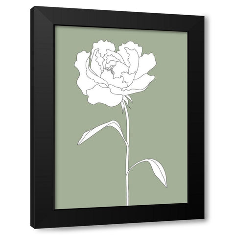Rose in Green Black Modern Wood Framed Art Print by Pictufy Studio II