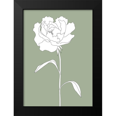 Rose in Green Black Modern Wood Framed Art Print by Pictufy Studio II