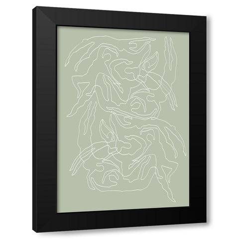 Swimmers Green Black Modern Wood Framed Art Print with Double Matting by Pictufy Studio II
