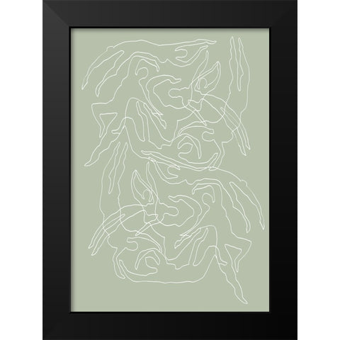 Swimmers Green Black Modern Wood Framed Art Print by Pictufy Studio II