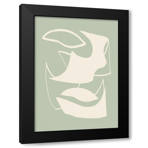 Shape Green Black Modern Wood Framed Art Print by Pictufy Studio