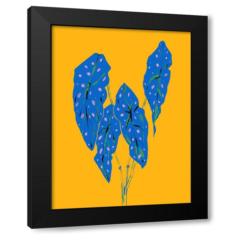 Begonia Maculata Blue and Yellow Black Modern Wood Framed Art Print by Gulina, Francesco