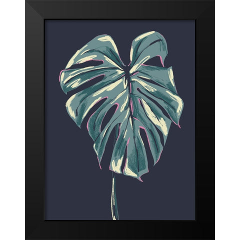Monstera Deliciosa Dark Black Modern Wood Framed Art Print by Gulina, Francesco