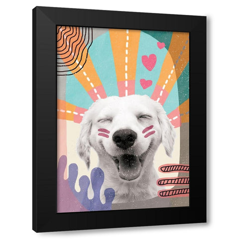 Inspired Dog Black Modern Wood Framed Art Print by Demir, Aylin