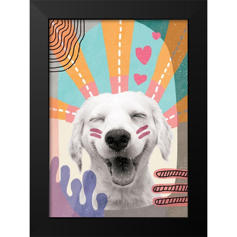 Inspired Dog Black Modern Wood Framed Art Print by Demir, Aylin