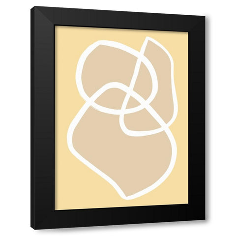 Shape 13 Yellow Black Modern Wood Framed Art Print with Double Matting by Pictufy Studio